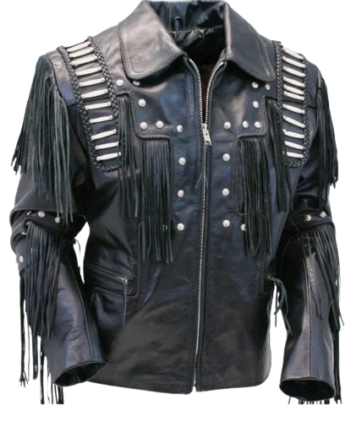 Cowboy Jacket Coat With Fringe Bones And Beads