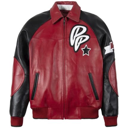 Classic Soda Club Plush Leather Jacket Black & Red
