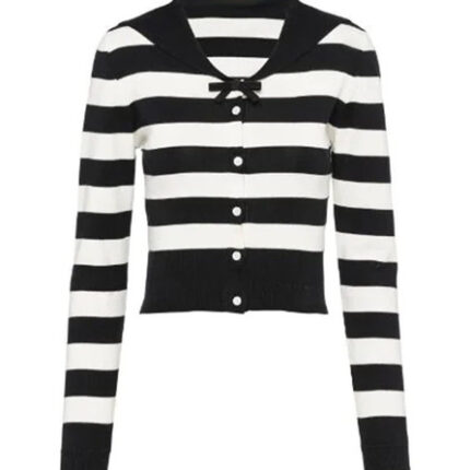 Front Bow Striped Cardigan