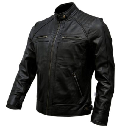 Leather Biker Jacket Black | Vintage Brown