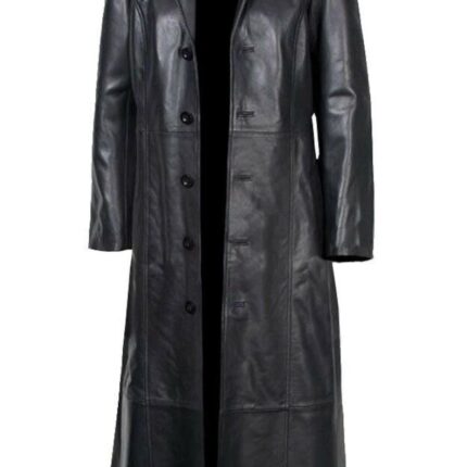 Leather Trench, Leather Coat women, Black
