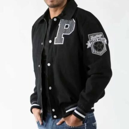 Men Black All American Studded Jacket