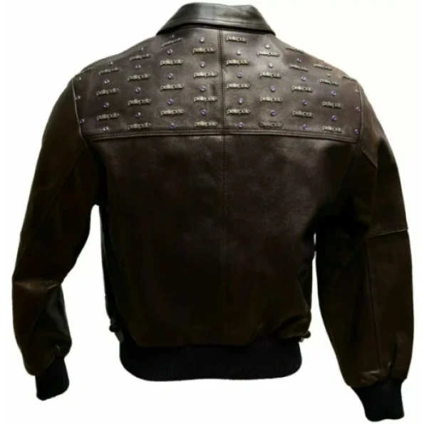 Men Brown Emblem Leather Jacket