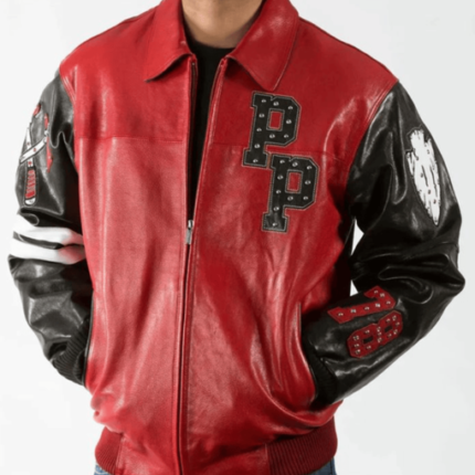 Men Chief Keef Red Leather Jacket