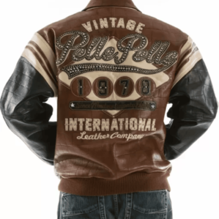 Men Brown Vintage 1978 Studded Leather Jacket